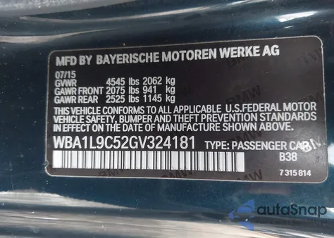 2016 BMW 228I xDrive z USA, uszkodzony, nr VIN WBA1L9C52GV324181